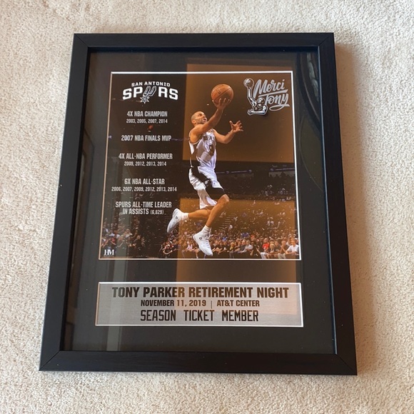 Merci Tony Parker San Antonio Spurs Jersey Retirement Items - Picture 2 of 12